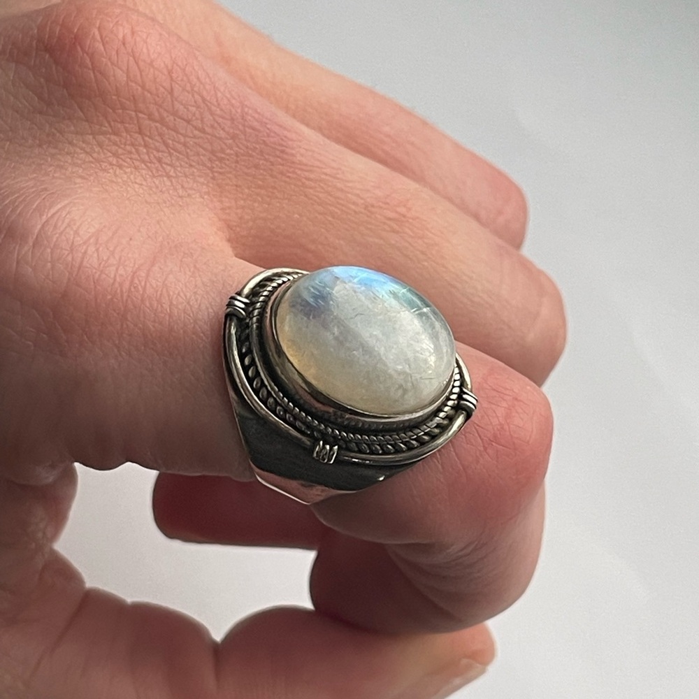 Sterling Silver Rainbow Moonstone Ring